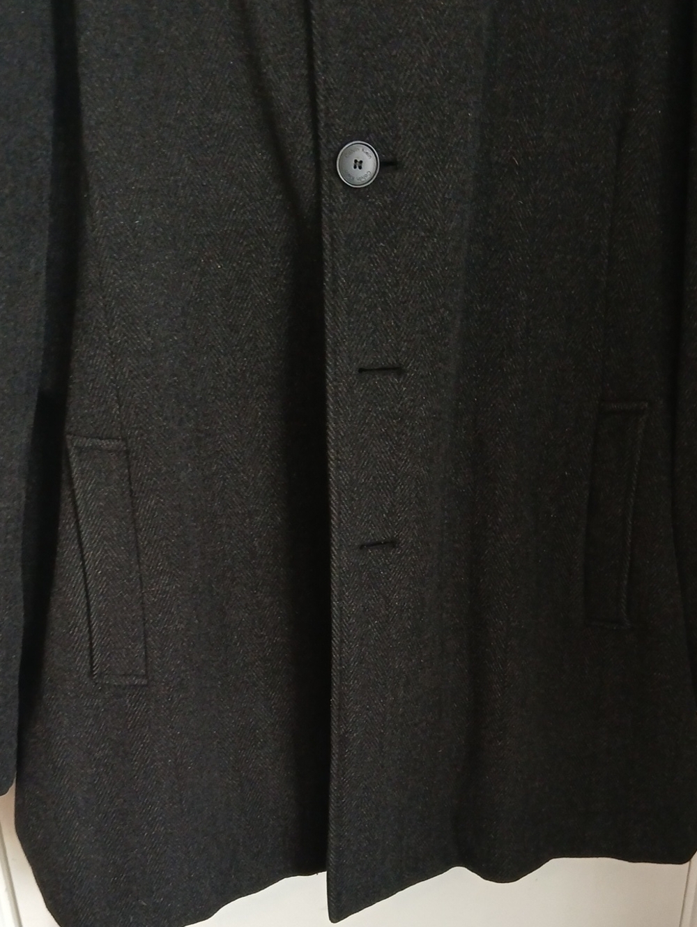 Calvin Klein Wool-Blend Pea Coat in Black Large Like New - Picture 6 of 11
